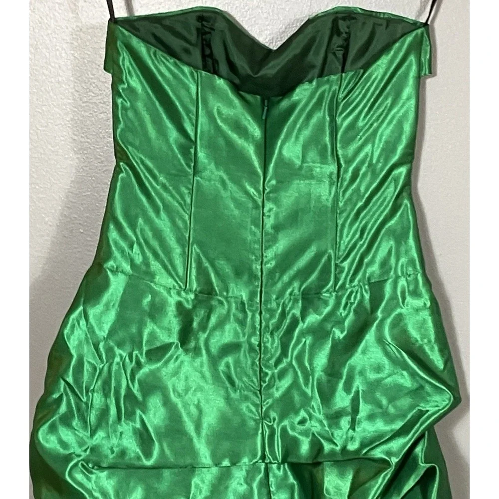 Vintage Jessica McClintock Gunne Sax Cocktail Strapless Dress Emerald Green Sz 5